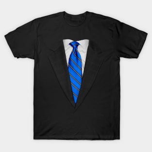 Blue Suit Up! Realistic Suit and Tie Casual Graphic for Zoom T-Shirt